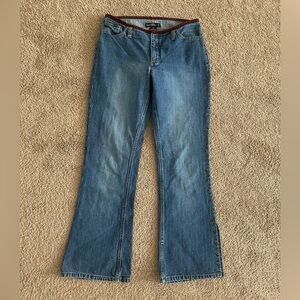 Blue Flare Jeans with Button Detail